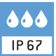 Grado di protezione IP 67 in base alla DIN EN 60529 Adatta per essere brevemente utilizzata in ambienti umidi. Pulizia con getto d'acqua. Possibilità di immergerla completamente